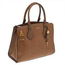 Pre Owned حقيبة يد توتس مايكل كورس كولكشن كاسي جلد ثعبان بني فاتح