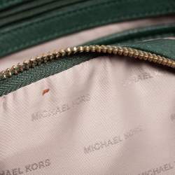 Pre Owned Michael Kors Green Leather Rhea Zip Backpack