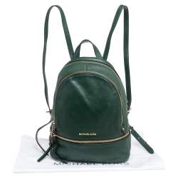 Pre Owned Michael Kors Green Leather Rhea Zip Backpack