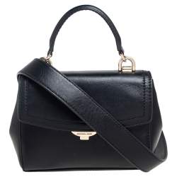 Pre Owned Michael Kors Black Leather Ava Top Handle Bag