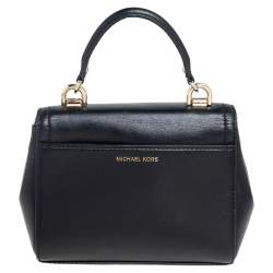 Pre Owned Michael Kors Black Leather Ava Top Handle Bag