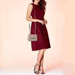 Pre Owned Michael Kors Beige Leather Ava Top Handle Bag