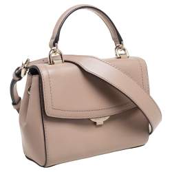 Pre Owned Michael Kors Beige Leather Ava Top Handle Bag