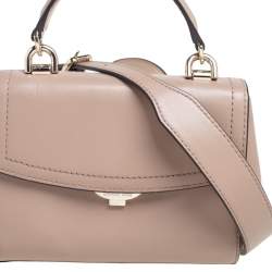 Pre Owned Michael Kors Beige Leather Ava Top Handle Bag