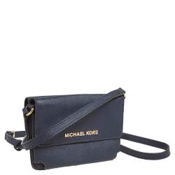 Pre Owned محفظة مايكل كورس جت ست ترافل متعددة الإستخدامات جلد أزرق