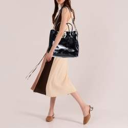 Pre Owned حقيبة يد مايكل مايكل كورس هاميلتون نورث ساوث كبيرة جلد لامع أسود