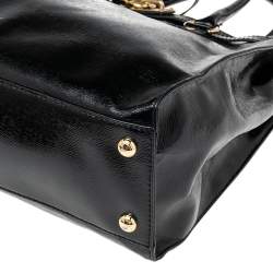 Pre Owned حقيبة يد مايكل مايكل كورس هاميلتون نورث ساوث كبيرة جلد لامع أسود