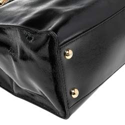 Pre Owned حقيبة يد مايكل مايكل كورس هاميلتون نورث ساوث كبيرة جلد لامع أسود