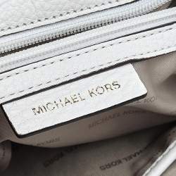 Pre Owned Michael Kors White/Gold Leather Isadore Stitch Top Handle Bag