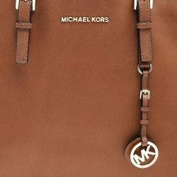 Pre Owned Michael Kors Brown Leather Large Jet Set Travel Tote