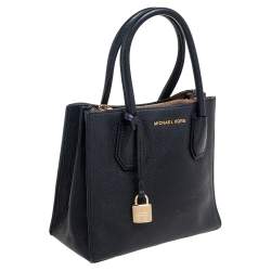 Pre Owned Michael Kors Black Leather Mini Mercer Tote