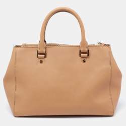 Pre Owned Michael Kors Brown Saffiano Leather Savannah Satchel