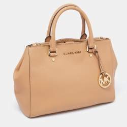 Pre Owned Michael Kors Brown Saffiano Leather Savannah Satchel