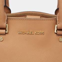 Pre Owned Michael Kors Brown Saffiano Leather Savannah Satchel