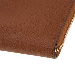 Pre Owned Michael Kors Brown Saffiano Leather Zip Around Wallet