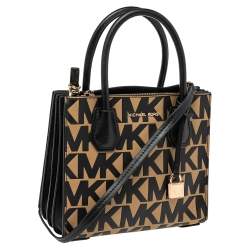 مملوكة مسبقًا حقيبة مايكل كورس ميني ميرسر جلد منقوش مميز بني / أسود