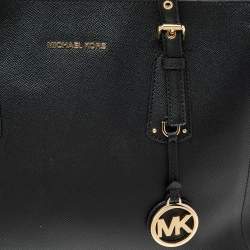Pre Owned Michael Kors Black Leather Voyager Tote 