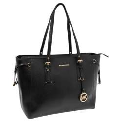 Pre Owned Michael Kors Black Leather Voyager Tote 