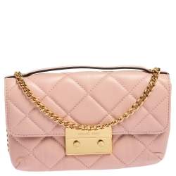Pre Owned Michael Kors Pink Quilted Leather Small Sloan Crossbody Bag 