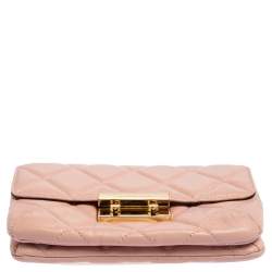 Pre Owned Michael Kors Pink Quilted Leather Small Sloan Crossbody Bag 