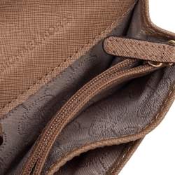 Pre Owned Michael Kors Beige Saffinao Leather Jet Set Travel Card Case