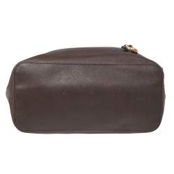 Pre Owned حقيبة يد توتس مايكل كورس جيت سيت ترافيل جلد بني داكن كبيرة 