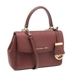 Pre Owned Michael Kors Maroon Leather Mini Ava Crossbody Bag