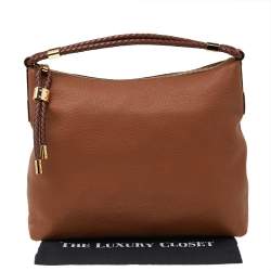 Pre Owned Michael Kors Brown Leather Skorpios Hobo