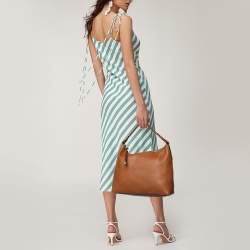 Pre Owned Michael Kors Brown Leather Skorpios Hobo