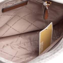 Pre Owned Michael Kors White Signature Coated Canvas Jet Set Travel Messenger Bag