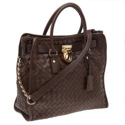 مملوكة مسبقًا MICHAEL Michael Kors Brown Woven Leather Hamilton Tote