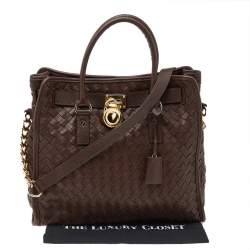 مملوكة مسبقًا MICHAEL Michael Kors Brown Woven Leather Hamilton Tote