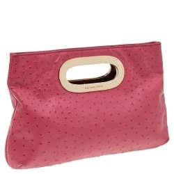 مملوكة مسبقًا حقيبة كلتش مايكل مايكل كورس بركلي جلد نقش نعام وردي