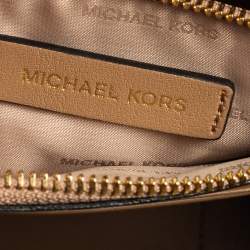 Pre Owned حقيبة مايكل كورس ميني ميرسر كانفاس وجلد بني بالشعار ثنائي اللون