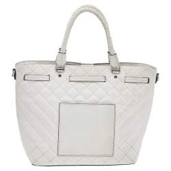 Pre Owned Michael Kors White Quilted Leather Medium Blakely Tote