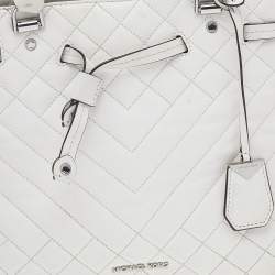 Pre Owned Michael Kors White Quilted Leather Medium Blakely Tote