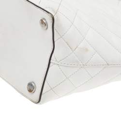 Pre Owned Michael Kors White Quilted Leather Medium Blakely Tote