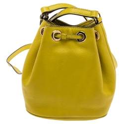 Pre Owned Michael Kors Apple Green Leather Jules Bucket Bag