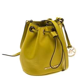 Pre Owned Michael Kors Apple Green Leather Jules Bucket Bag