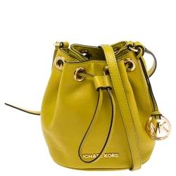 Pre Owned Michael Kors Apple Green Leather Jules Bucket Bag