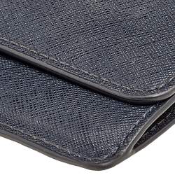 Pre Owned Michael Kors Navy Blue Saffiano Leather Jet Set Travel Flat Wallet