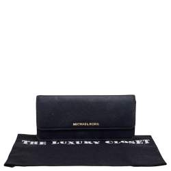 Pre Owned Michael Kors Navy Blue Saffiano Leather Jet Set Travel Flat Wallet