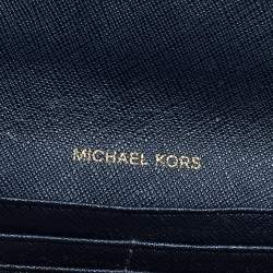 Pre Owned Michael Kors Navy Blue Saffiano Leather Jet Set Travel Flat Wallet