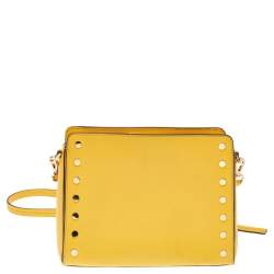 Pre Owned Michael Kors Yellow Leather Sylvie Crossbody Bag