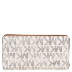 مملوكة مسبقًا Michael Kors Beige Coated Canvas Hamilton Zip Around Wallet