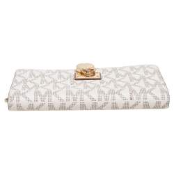 مملوكة مسبقًا Michael Kors Beige Coated Canvas Hamilton Zip Around Wallet