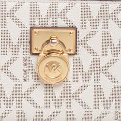 مملوكة مسبقًا Michael Kors Beige Coated Canvas Hamilton Zip Around Wallet