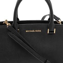 Pre Owned Michael Kors Black Leather Selma Satchel