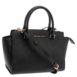 Pre Owned Michael Kors Black Leather Selma Satchel