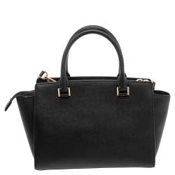 Pre Owned Michael Kors Black Leather Selma Satchel